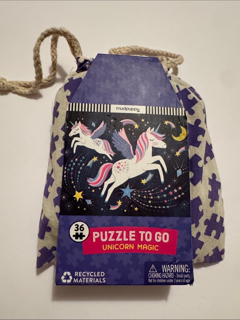 Puzzle To Go: Unicorn Magic Travel Puzzle - Purple & Cream